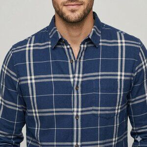 J Crew Shirt Mens XL Blue White Plaid Flannel Cotton Button Up The Perfect Shirt